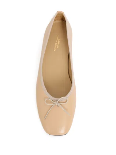 Sarah Chofakian France Lace-up Ballerina Shoes In Neutrals