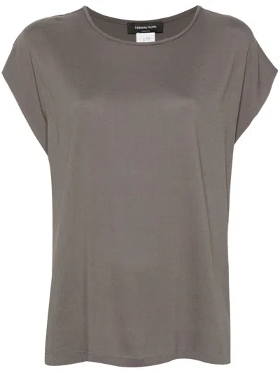 Shop Fabiana Filippi Crepe T-shirt In Grey