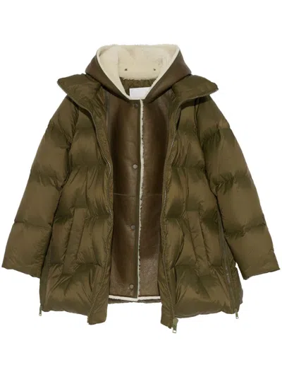 Yves Salomon Padded-design Coat In Green