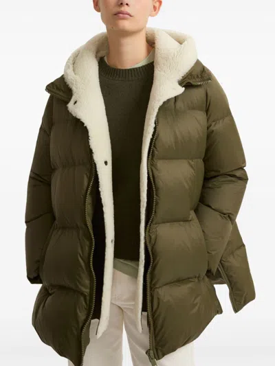 Yves Salomon Padded-design Coat In Green