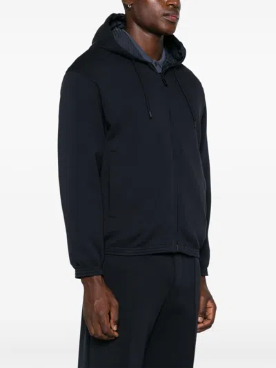 Emporio Armani Reversible Zip-up Hoodie In Blue