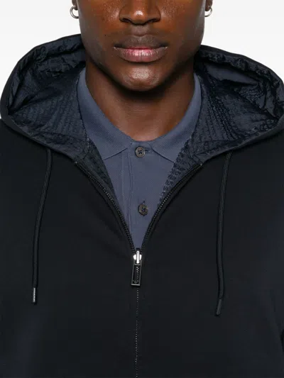Emporio Armani Reversible Zip-up Hoodie In Blue