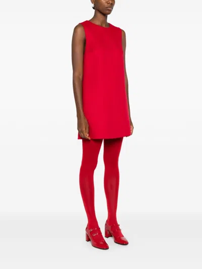 P.a.r.o.s.h Parosh Chic Sleeveless Wool Dress With Zip Closure In Red