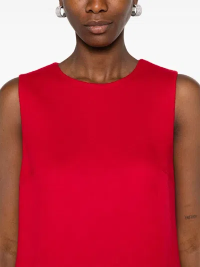 P.a.r.o.s.h Parosh Chic Sleeveless Wool Dress With Zip Closure In Red