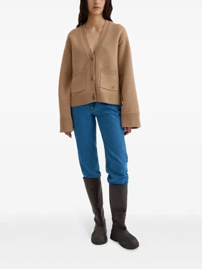 Axel Arigato Memory Wool Cardigan In Brown