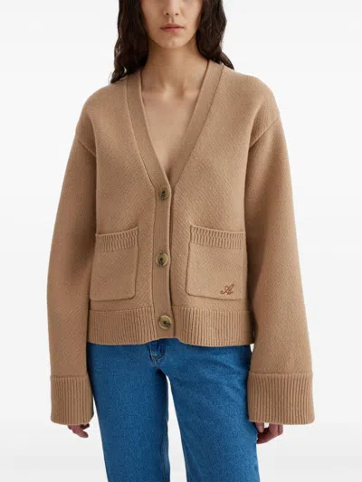 Axel Arigato Memory Wool Cardigan In Brown