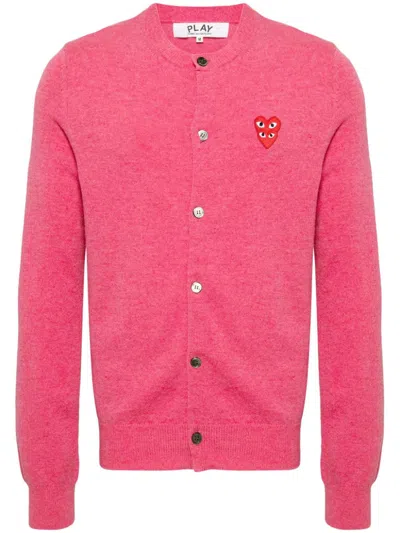 Comme Des Garçons Play Wool Cardigan In Pink