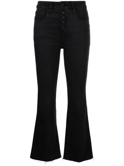 Shop Good American Black High-waist Flared Jeans