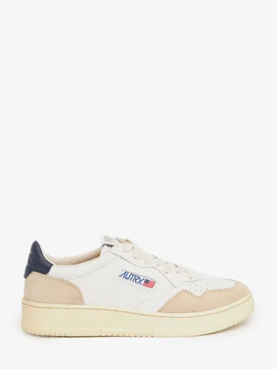 Autry 'medalist' White Low Top Sneakers With Beige Suede Details In White