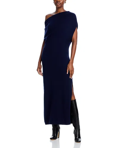 Shop Ramy Brook Chet Wool Asymmetric Dress In Navy