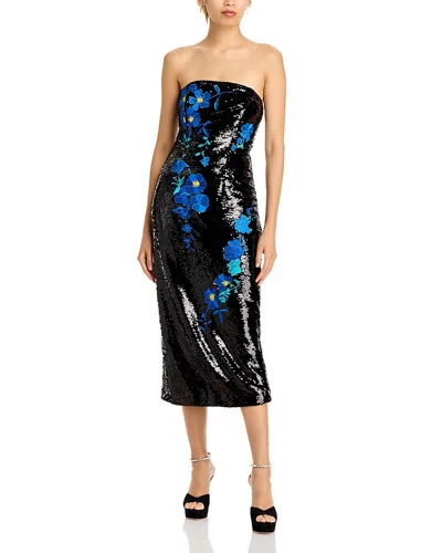 Milly Kait Vines Dress In Black/blue