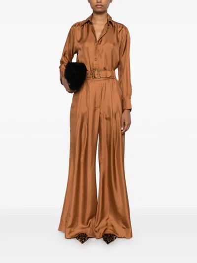 Zimmermann Illustration Double Tuck Trousers In Brown
