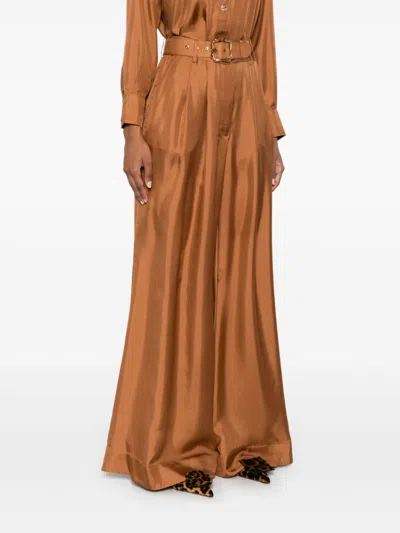 Zimmermann Illustration Double Tuck Trousers In Brown