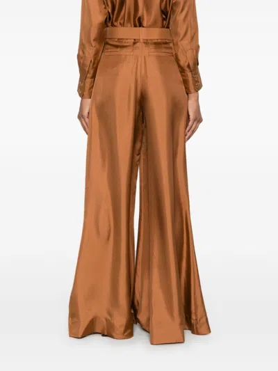 Zimmermann Illustration Double Tuck Trousers In Brown