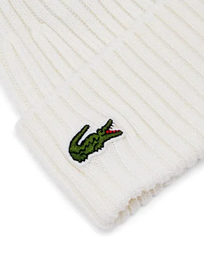 Lacoste Logo Beanie In White