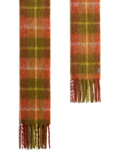 Woolrich Check-pattern Scarf In Orange