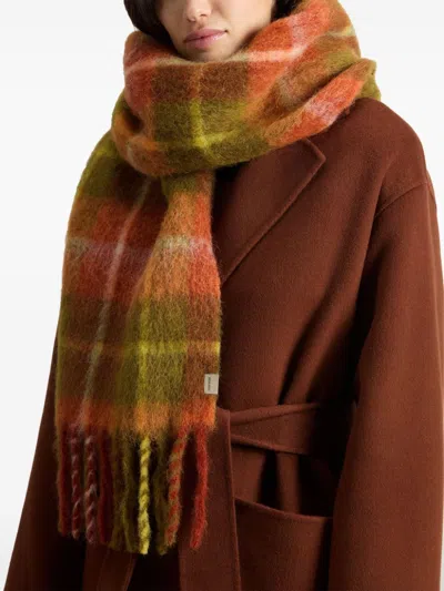 Woolrich Check-pattern Scarf In Orange
