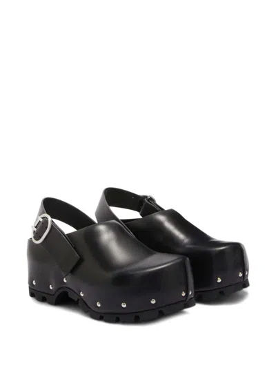 Jil Sander Stud-embellished Leather Clogs In Black