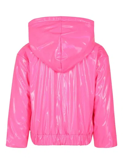 Billieblush Shiny Fuchsia Raincoat For Girl With Logo In Pink