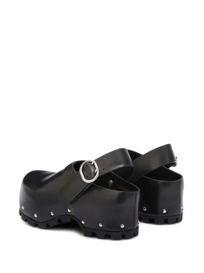 Jil Sander Stud-embellished Leather Clogs In Black