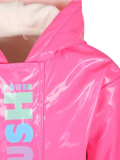 Billieblush Shiny Fuchsia Raincoat For Girl With Logo In Pink