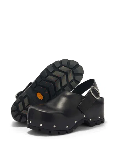 Jil Sander Stud-embellished Leather Clogs In Black