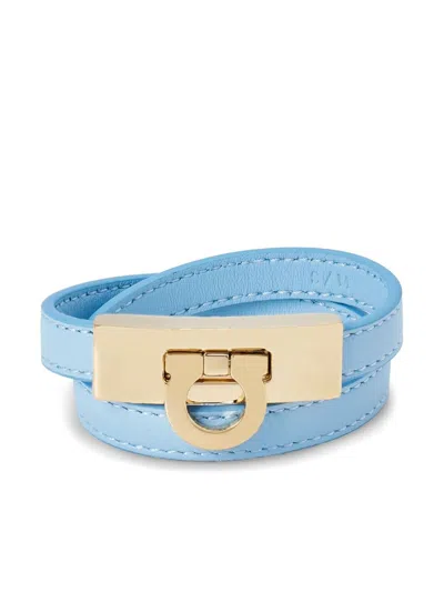 Shop Ferragamo Gancini Double Twist Bracelet In Blue