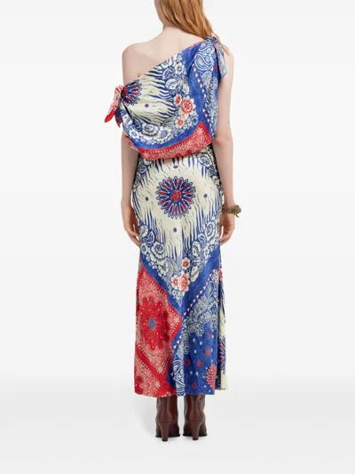 Roberto Cavalli Cowl-neck Graphic-print Silk-stain Maxi Dress In Red