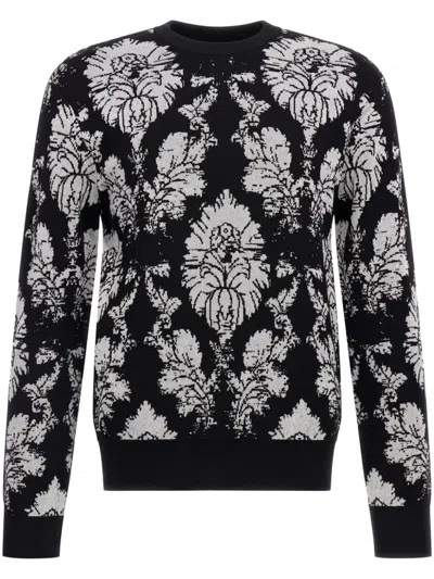 Roberto Cavalli Broccato Print Sweater In Black