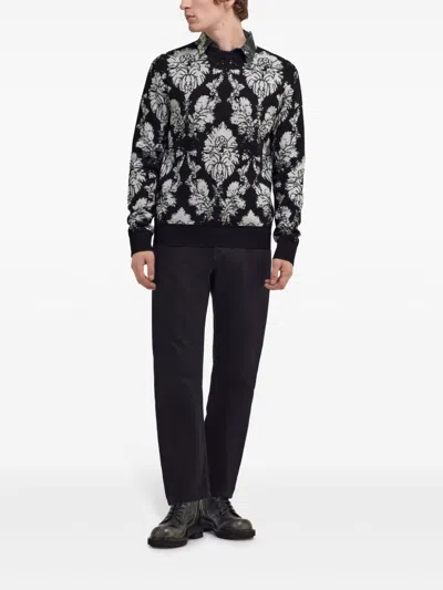 Roberto Cavalli Broccato Print Sweater In Black