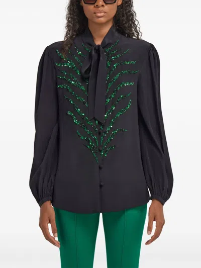 Roberto Cavalli Sequin-embellished Blouse In Black