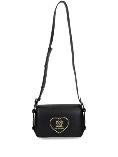 Love Moschino Logo-plaque Faux-leather Shoulder Bag In Black