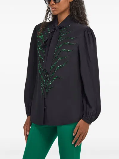 Roberto Cavalli Sequin-embellished Blouse In Black
