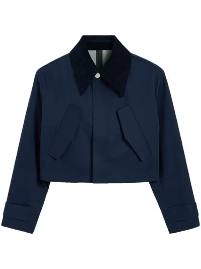 Ami Alexandre Mattiussi Cropped Canvas Jacket For Women In Blue