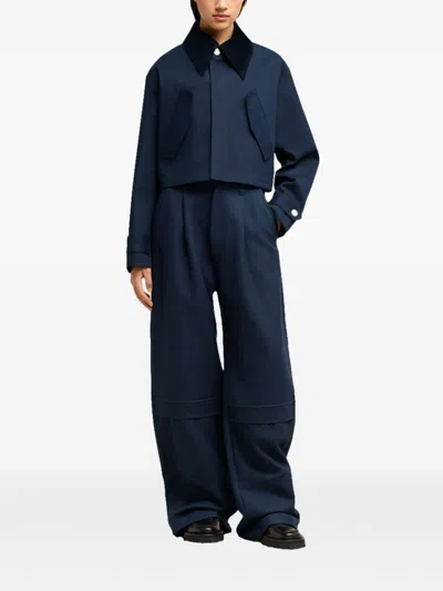 Ami Alexandre Mattiussi Cropped Canvas Jacket For Women In Blue