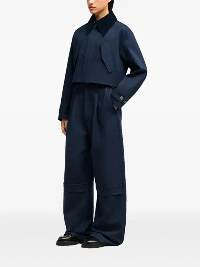 Ami Alexandre Mattiussi Cropped Canvas Jacket For Women In Blue