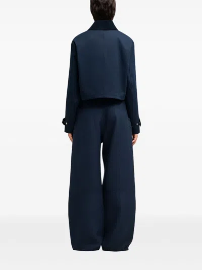 Ami Alexandre Mattiussi Cropped Canvas Jacket For Women In Blue