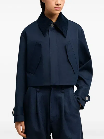 Ami Alexandre Mattiussi Cropped Canvas Jacket For Women In Blue
