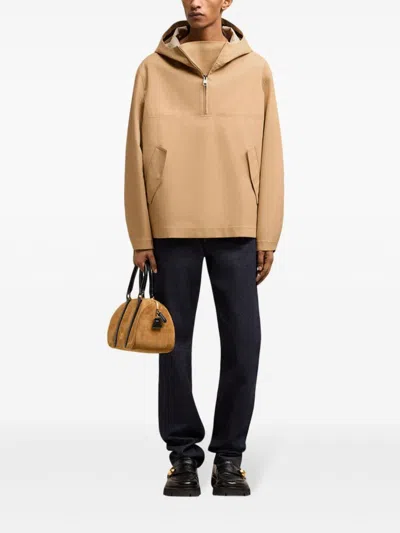 Shop Ami Alexandre Mattiussi Zip-up Hooded Cotton Jacket In Neutrals