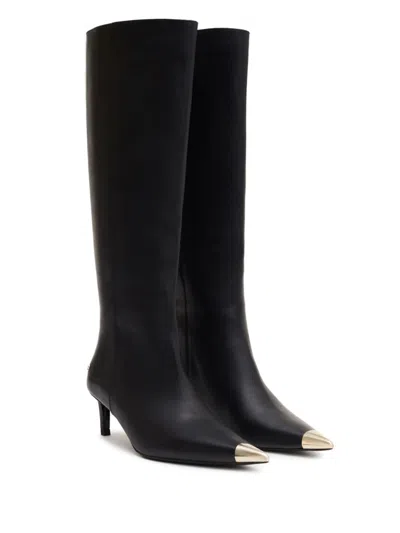 Anine Bing Tall Nina Boots With Metal Toe Cap In Black In Black