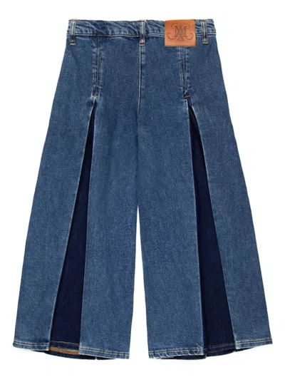 Max & Co Inverted-pleat Wide-leg Jeans In Blue