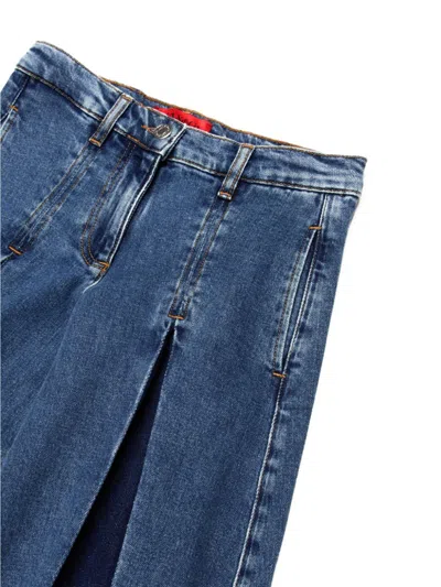 Max & Co Inverted-pleat Wide-leg Jeans In Blue