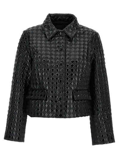 Shop Pinko Leopardi Quilted Jacket In Black