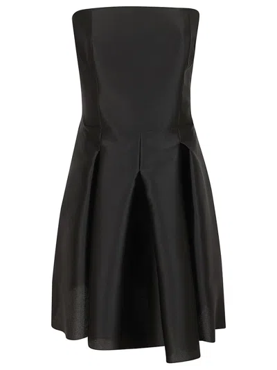 Shop Alberta Ferretti Pleated Mini Dress In Black