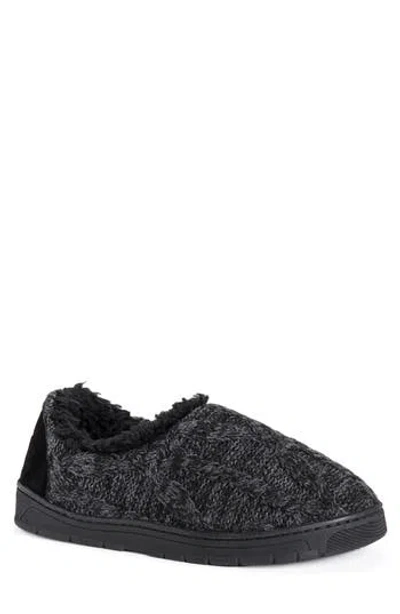 Muk Luks John Faux Shearling Lined Slipper In Ebony/dark Grey
