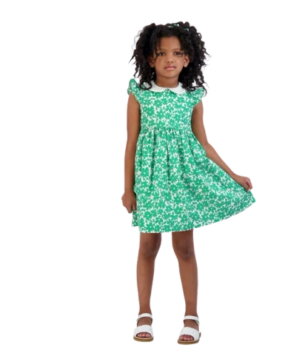 Shop Busy Bees Riley Peter Pan Collar Dress In Green Poppy