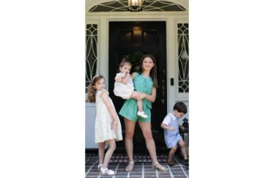 Busy Bees Frida Top And Short Set In Green Eyelet