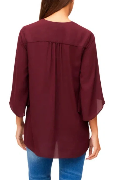 Karen Kane Asymmetrical Crepe Top In Wine
