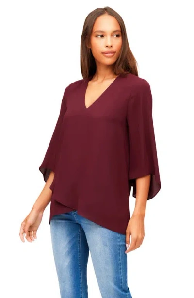 Karen Kane Asymmetrical Crepe Top In Wine