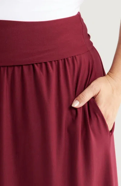 24seven Comfort Apparel Foldover Maxi Skirt In Wine